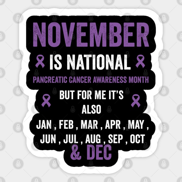pancreatic cancer awareness - November purple ribbon month Sticker by Merchpasha1
